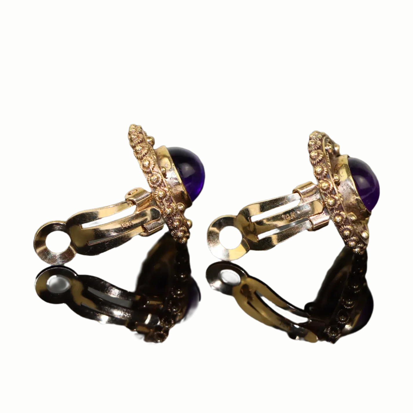 14K Gold Amethyst Earrings