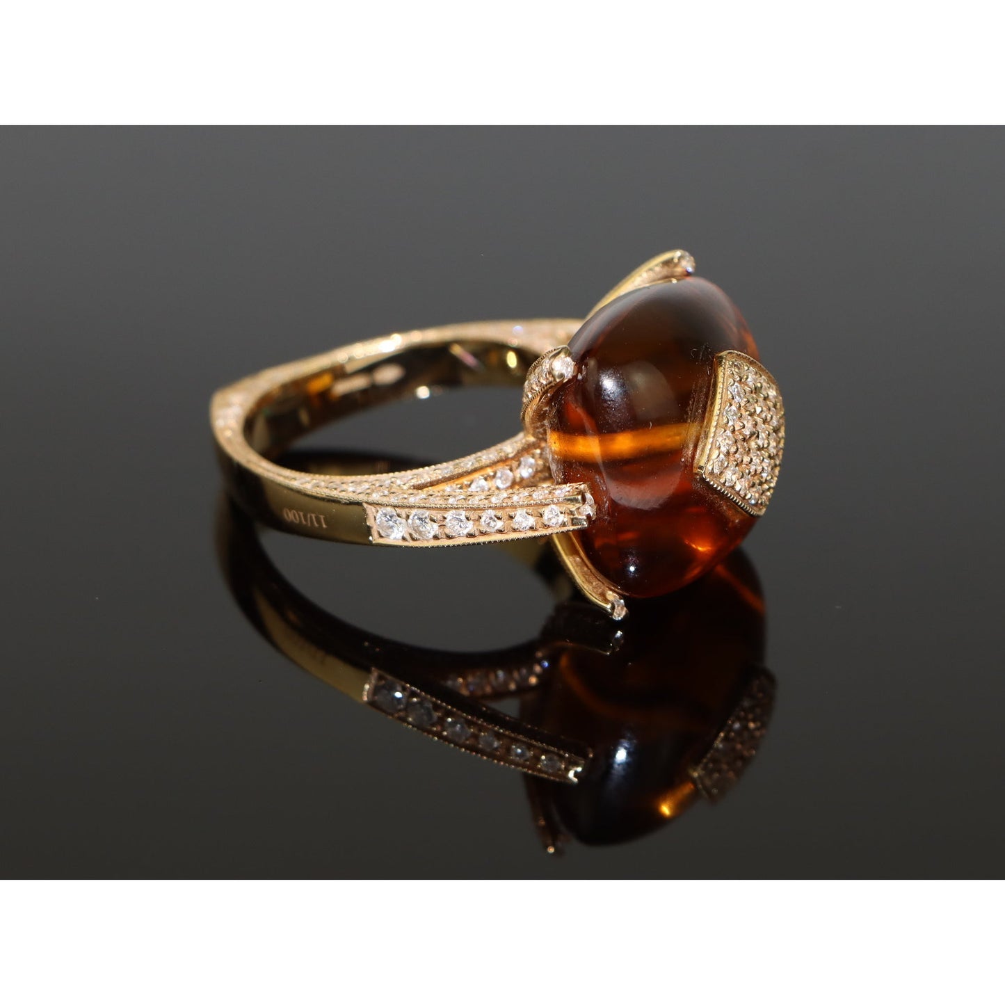 Io Si 18K Gold Diamond Citrine Cocktail Ring