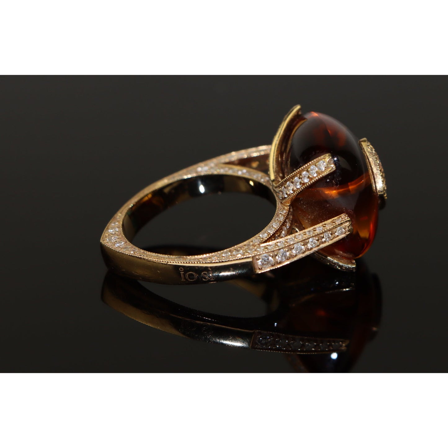Io Si 18K Gold Diamond Citrine Cocktail Ring