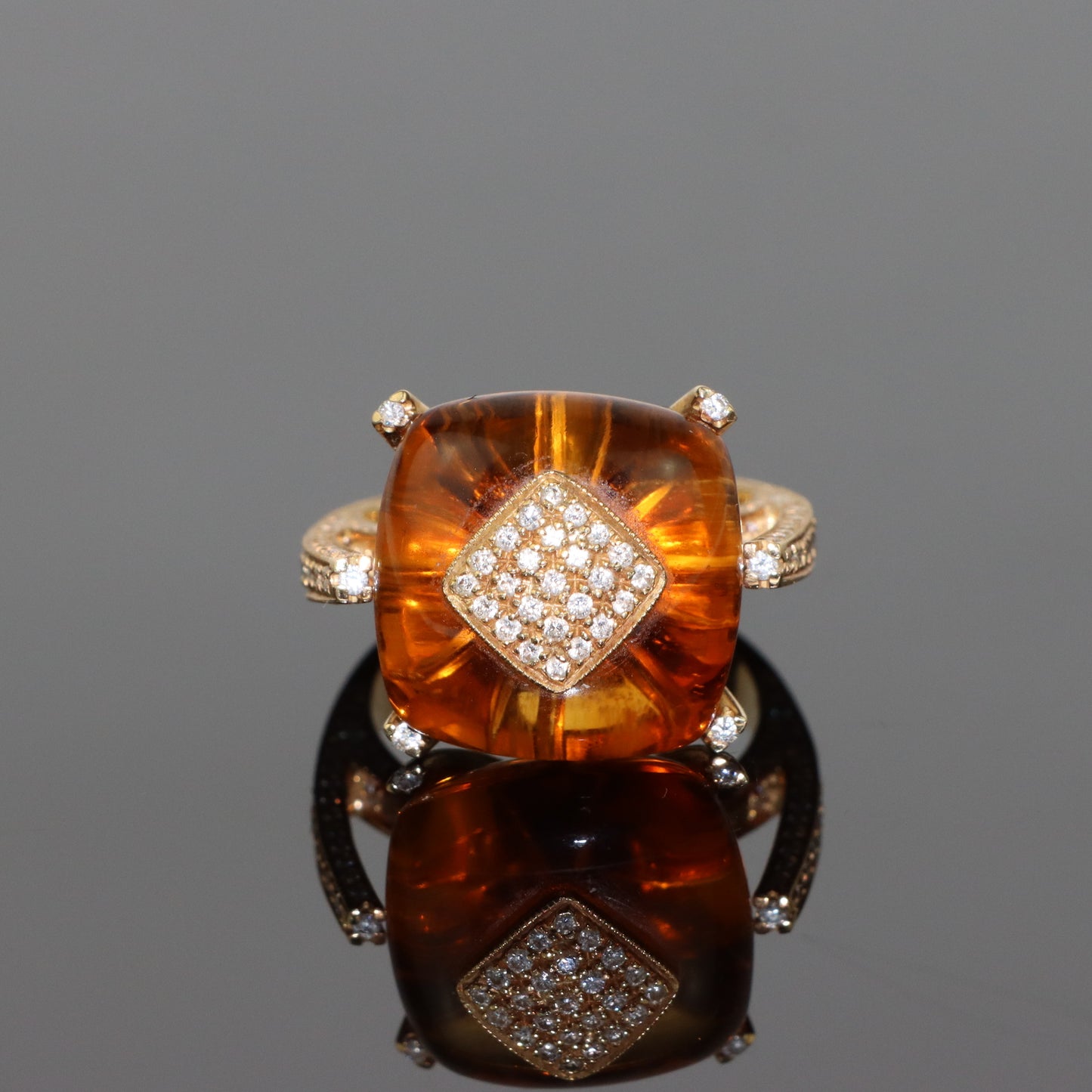 Io Si 18K Gold Diamond Citrine Cocktail Ring