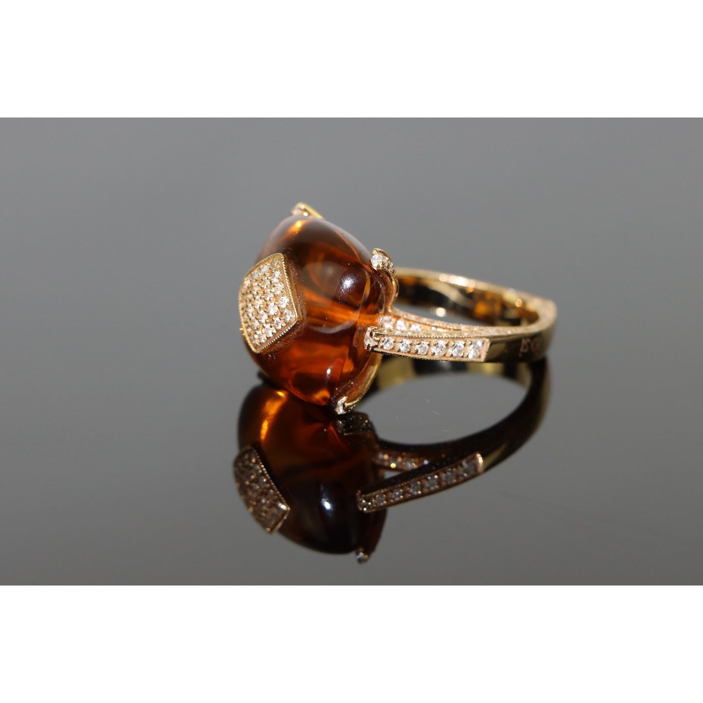 Io Si 18K Gold Diamond Citrine Cocktail Ring