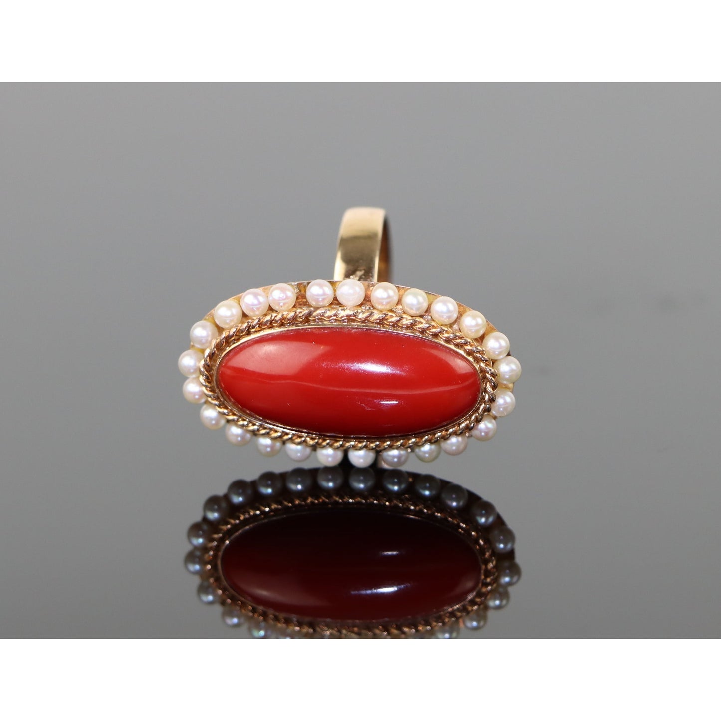 14K Gold Coral Pearl Ring