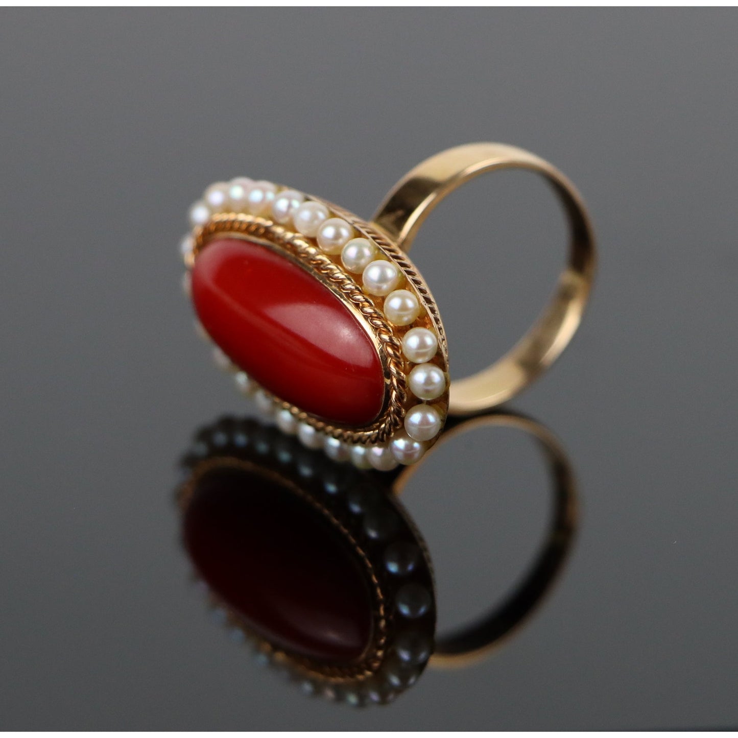 14K Gold Coral Pearl Ring