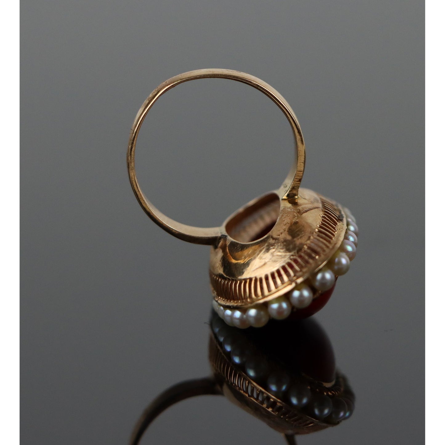 14K Gold Coral Pearl Ring
