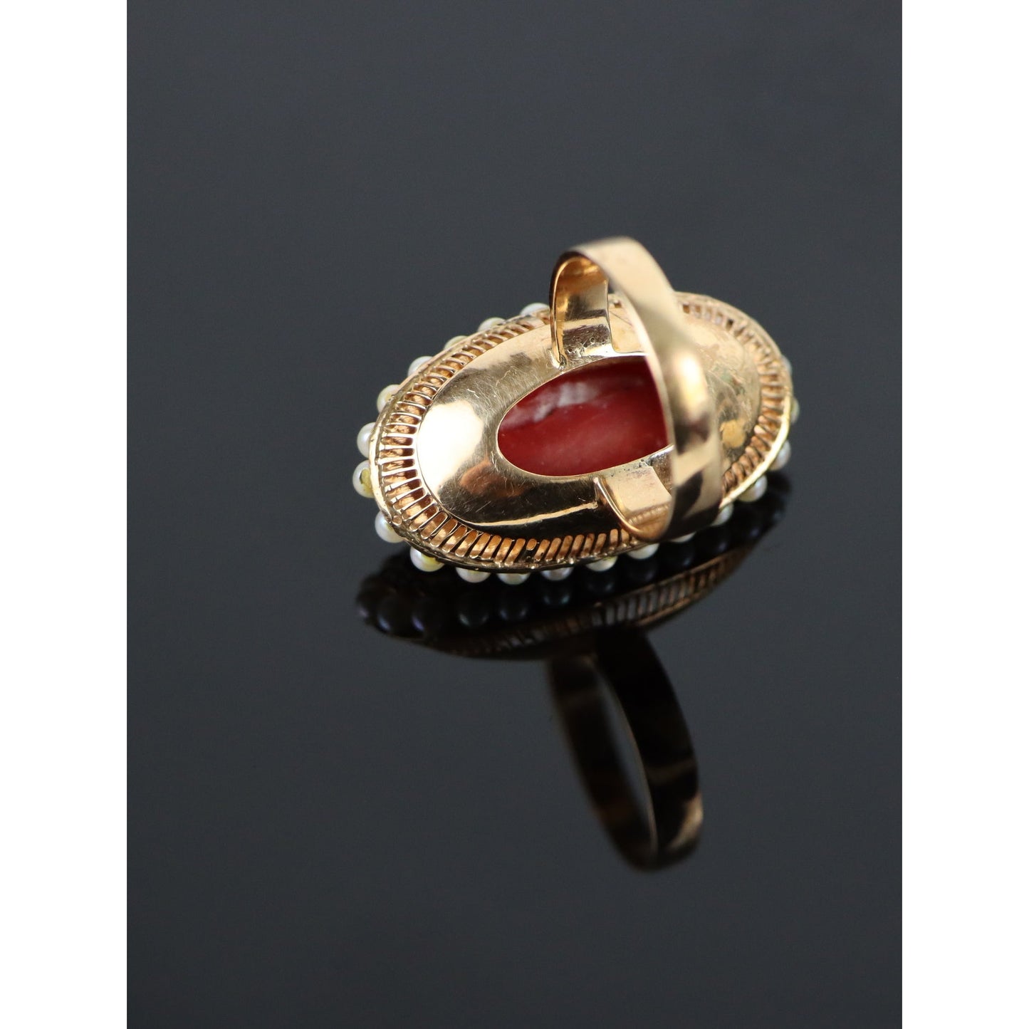 14K Gold Coral Pearl Ring