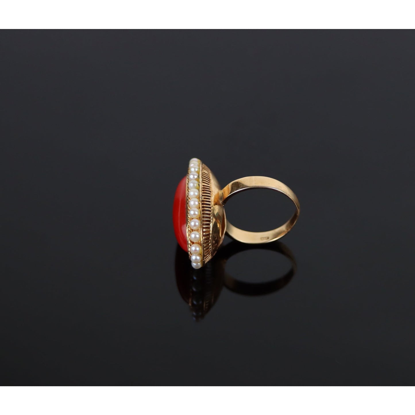 14K Gold Coral Pearl Ring