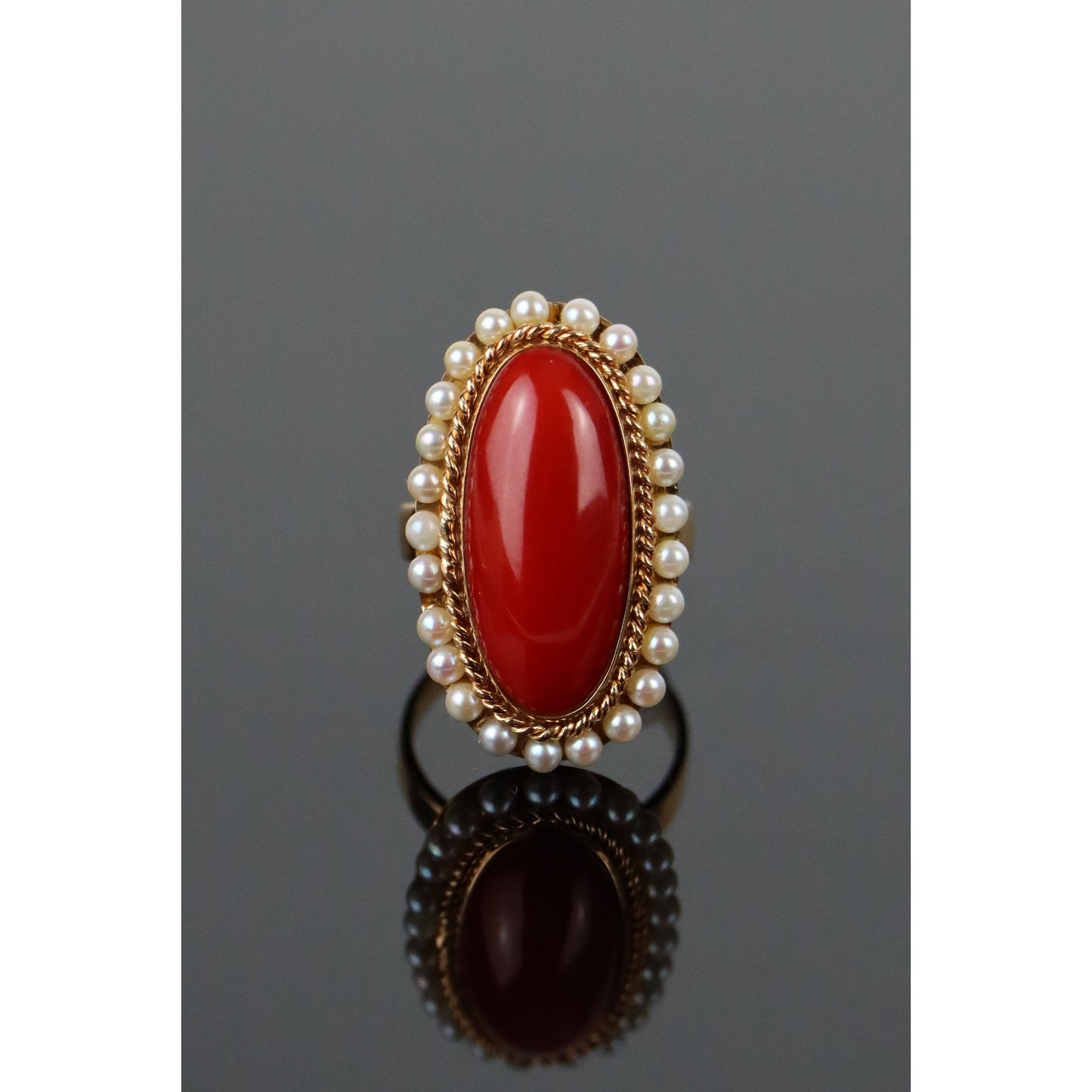 14K Gold Coral Pearl Ring