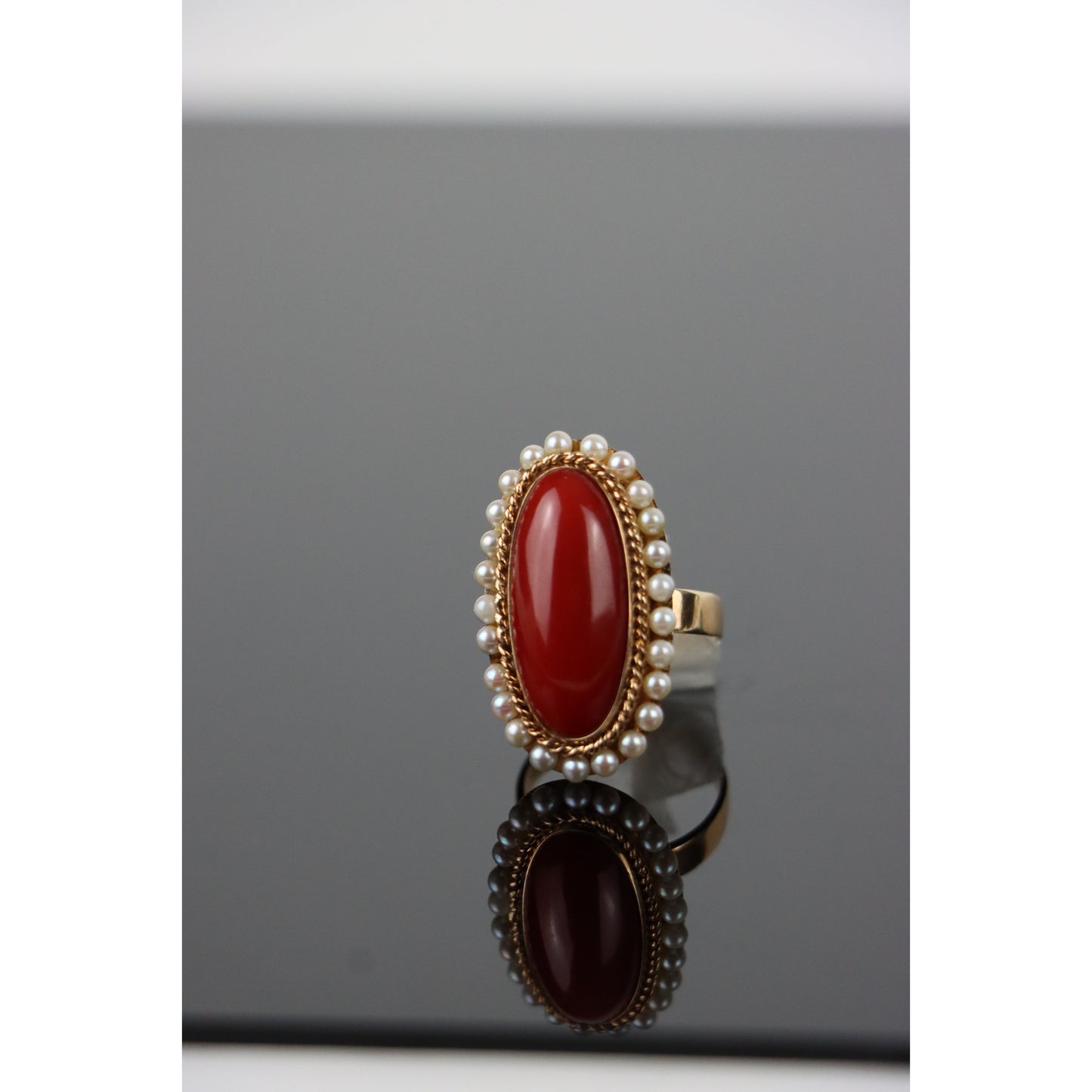 14K Gold Coral Pearl Ring