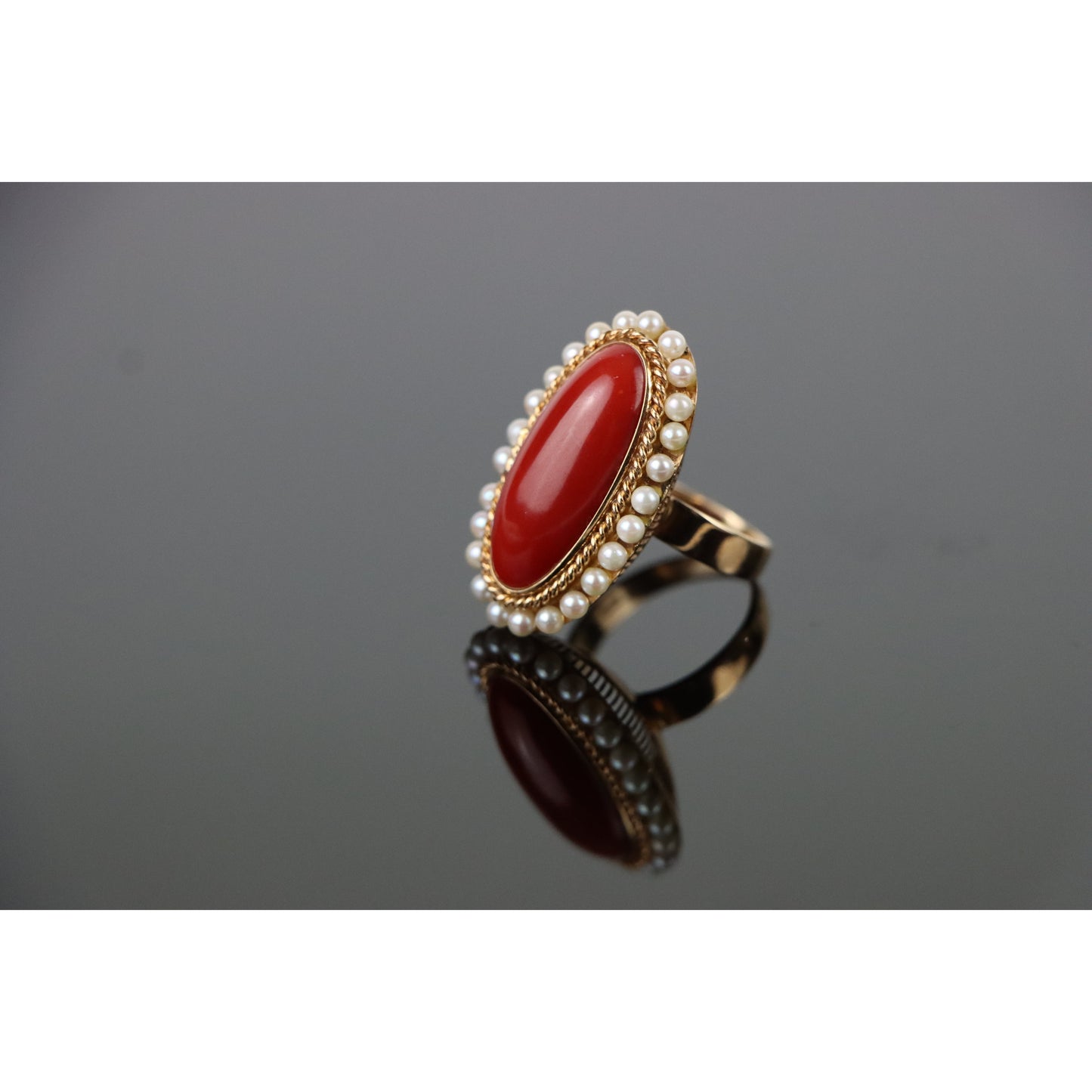 14K Gold Coral Pearl Ring