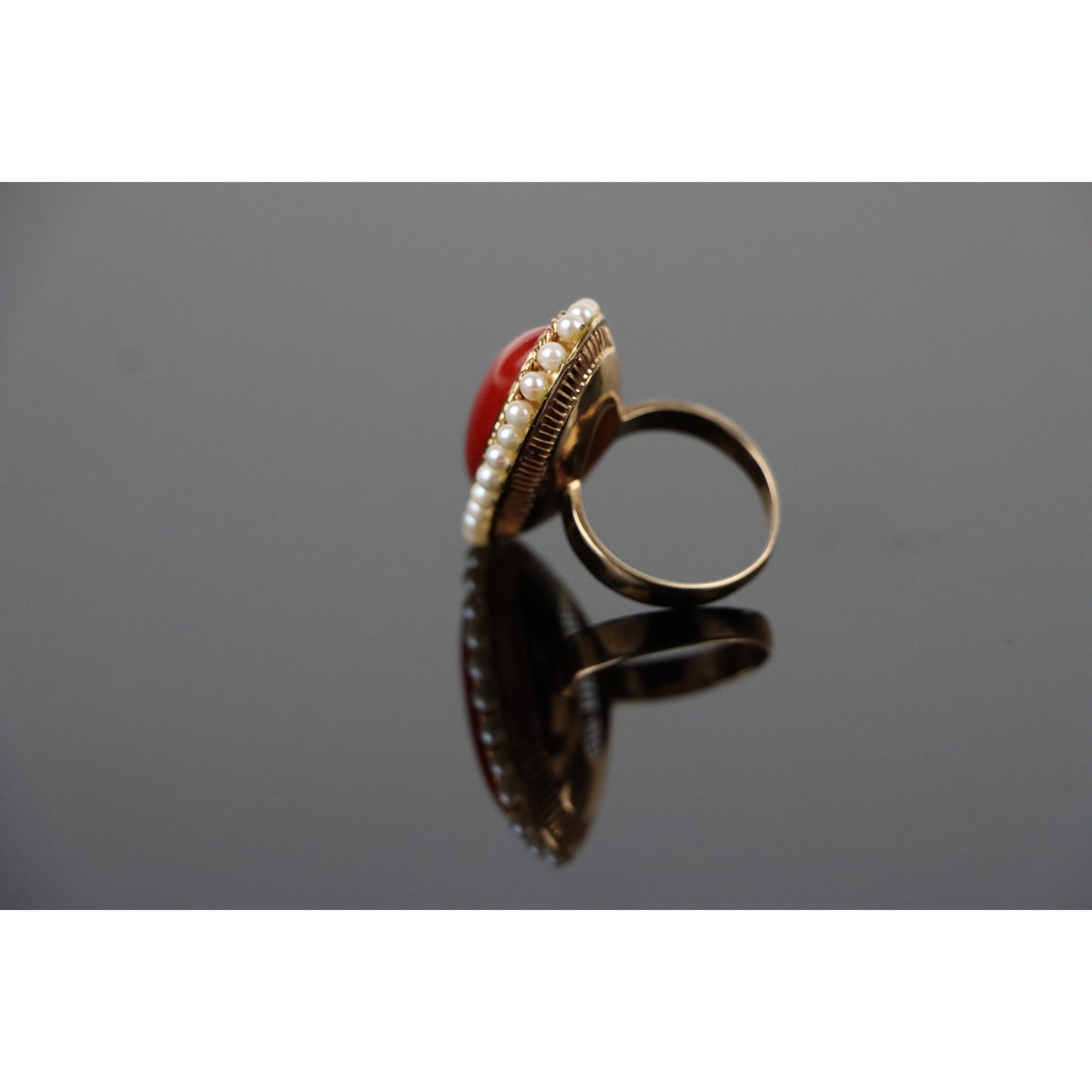 14K Gold Coral Pearl Ring