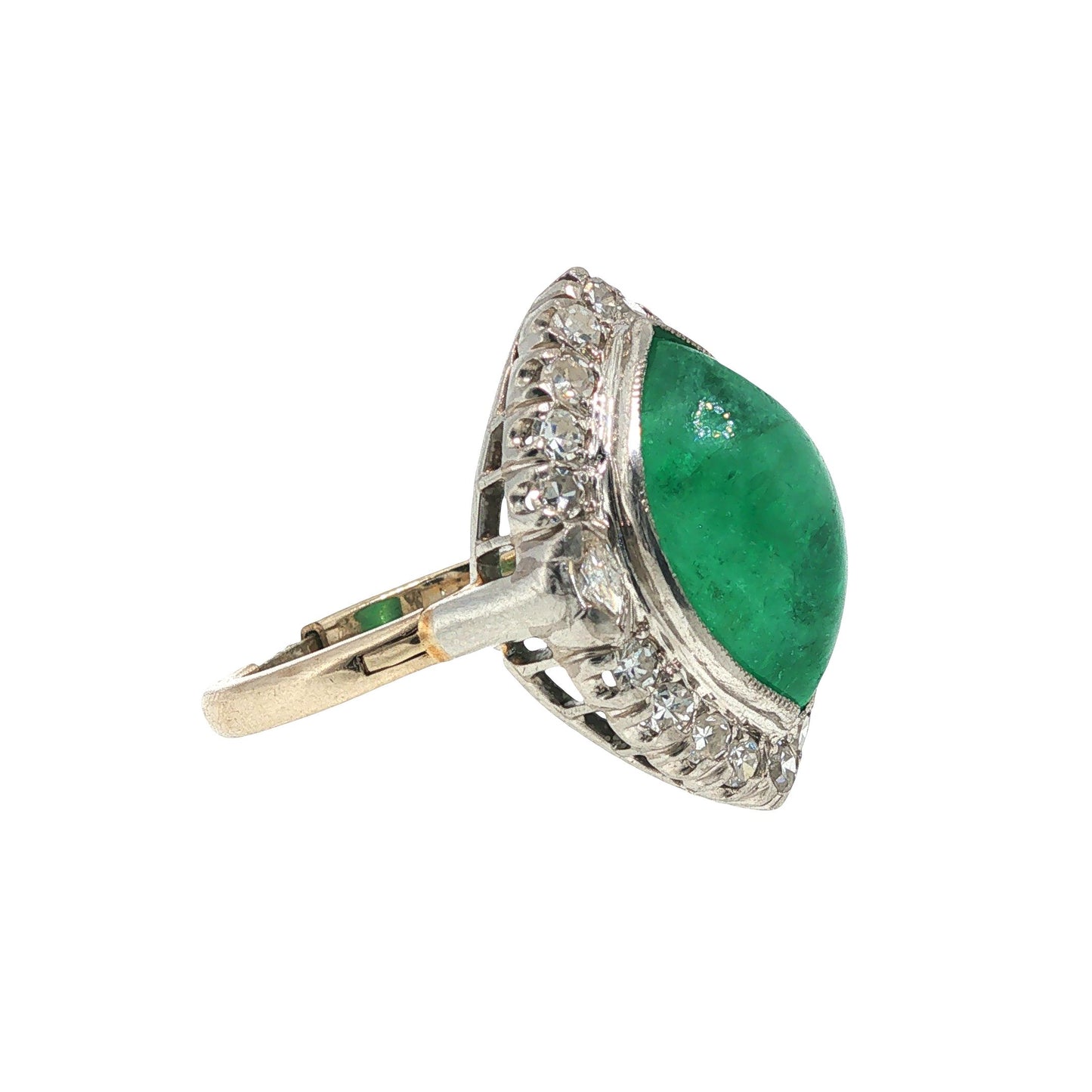 GIA Certified 14K Gold Emerald and Diamond Ring
