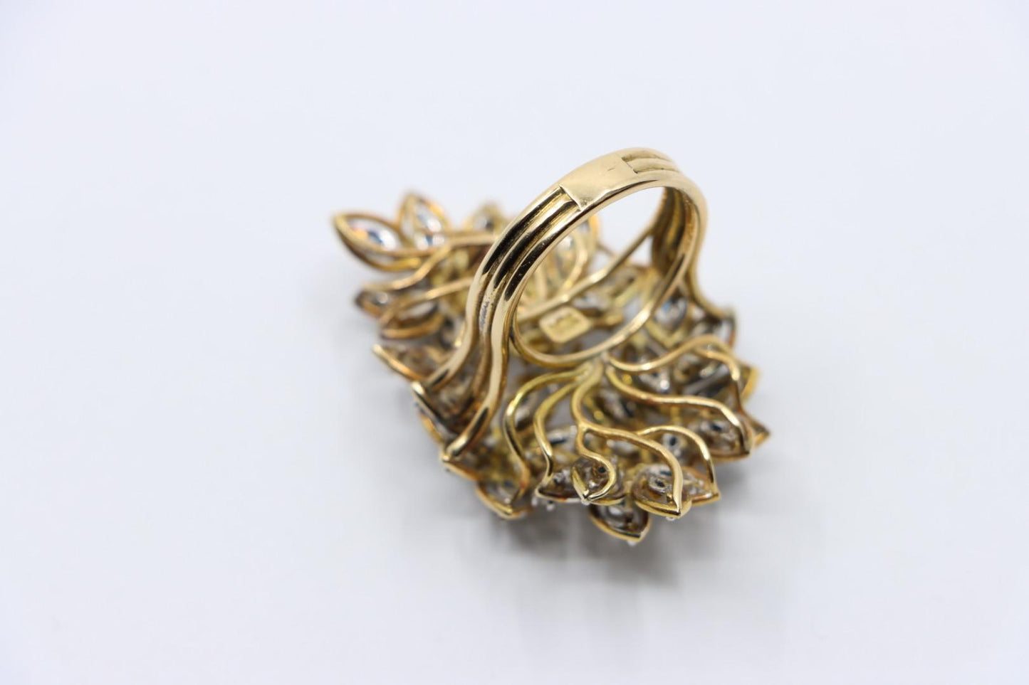 Vintage 14K Gold Diamond Sapphire Bouquet Ring
