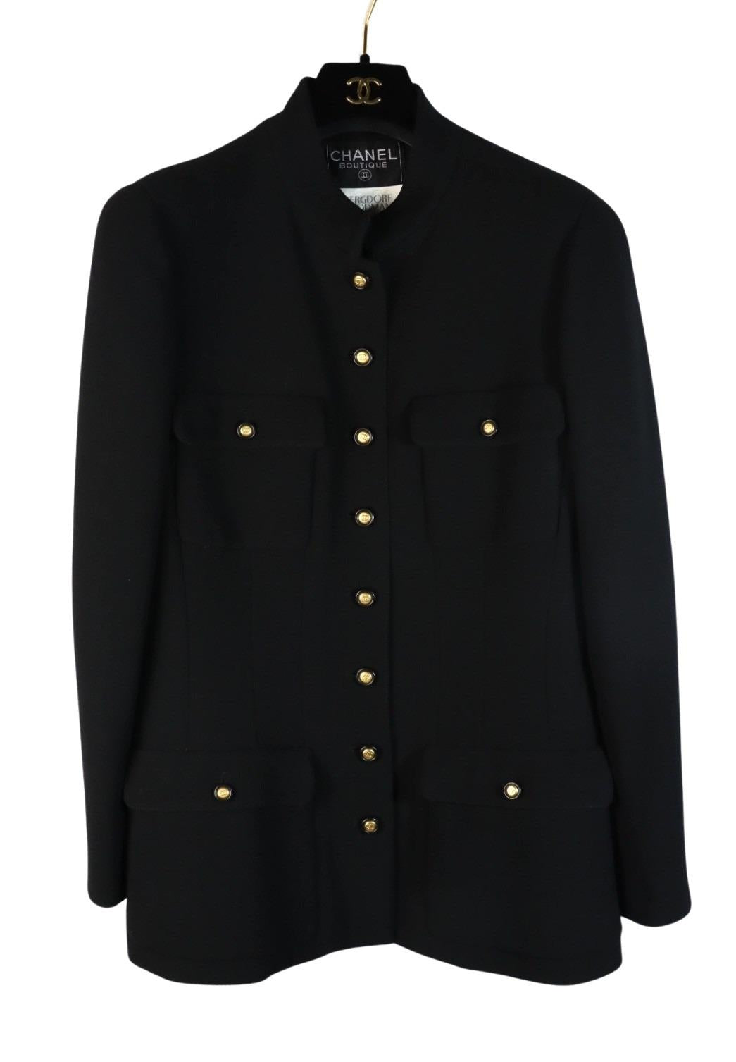 Vintage 1996 Chanel Classic Black Wool Jacket