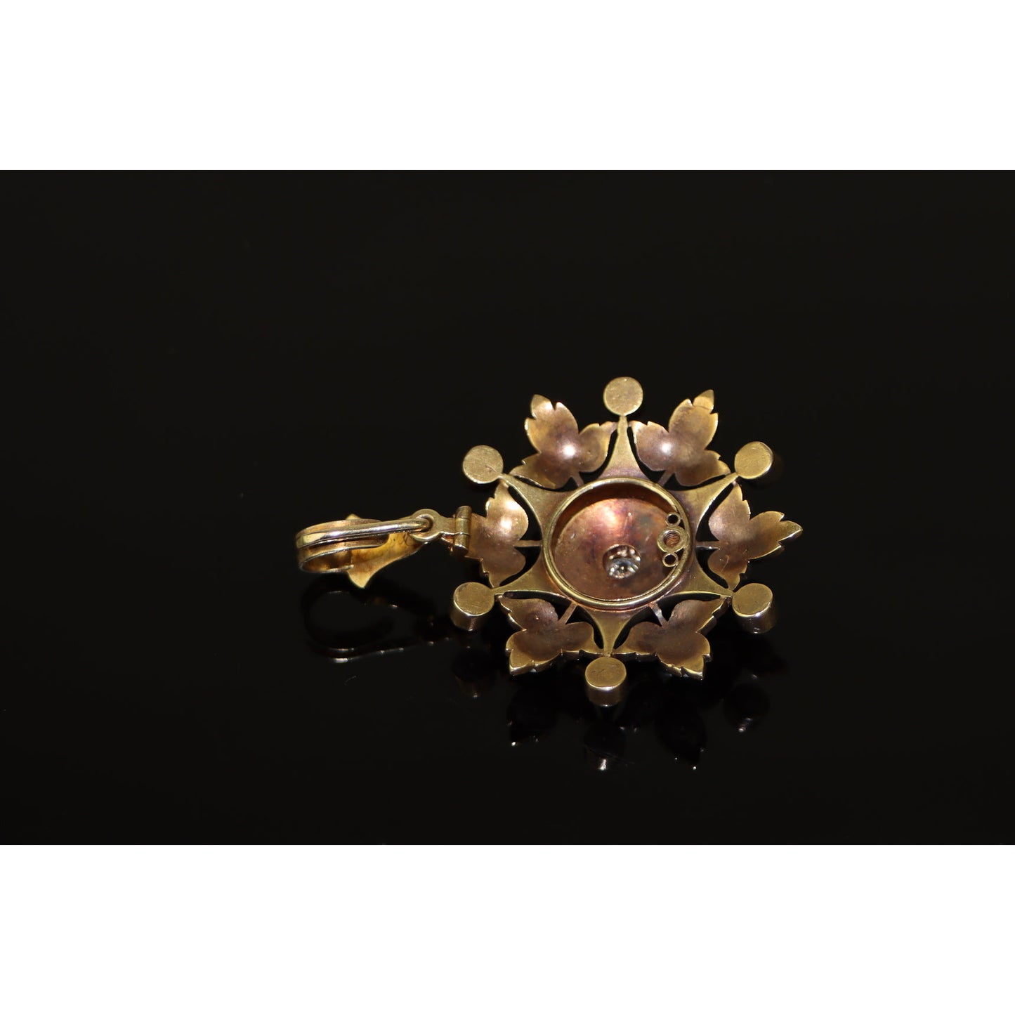 Victorian 14K Gold Pearl Diamond Pendant
