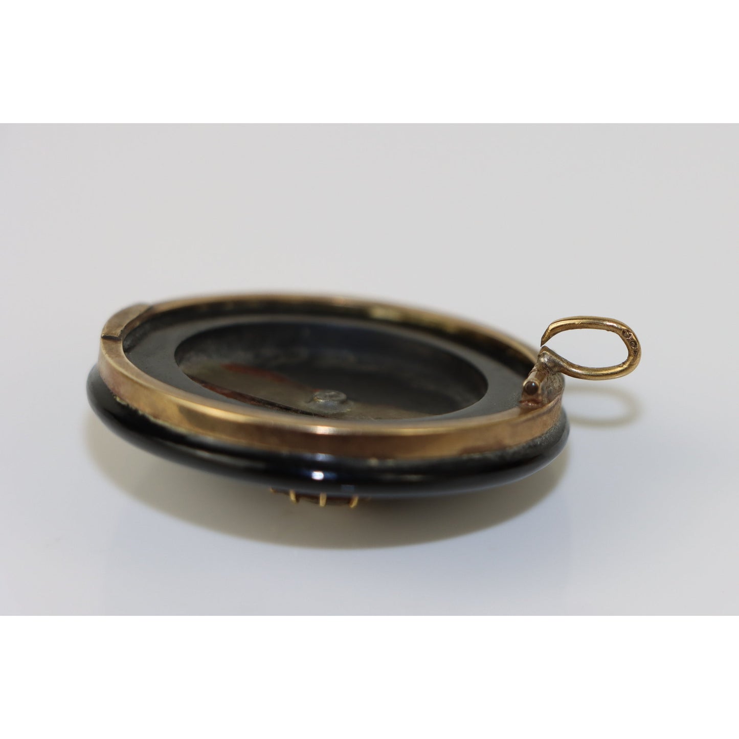 Victorian 14K Gold, Onyx & Diamond Mourning Pendant