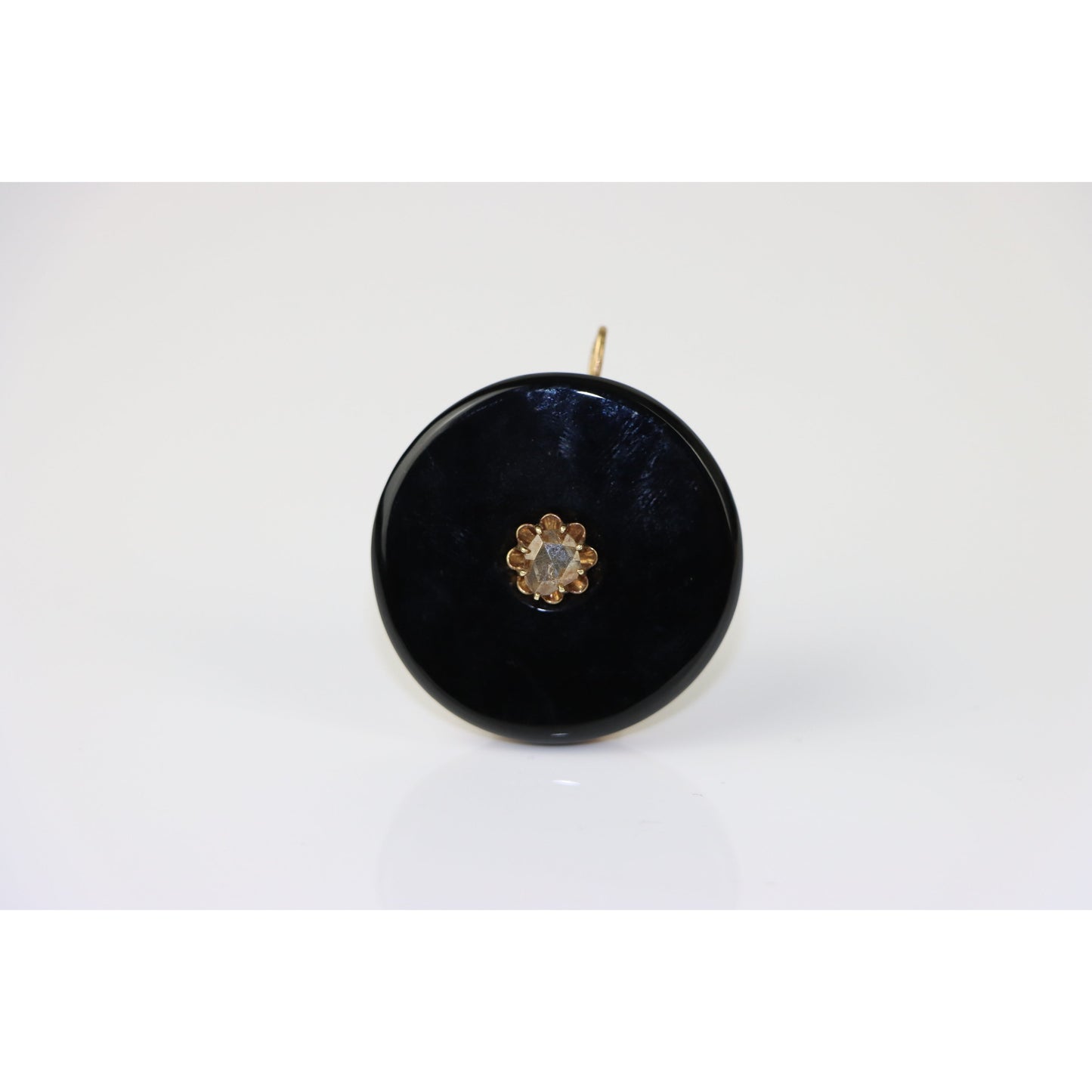 Victorian 14K Gold, Onyx & Diamond Mourning Pendant