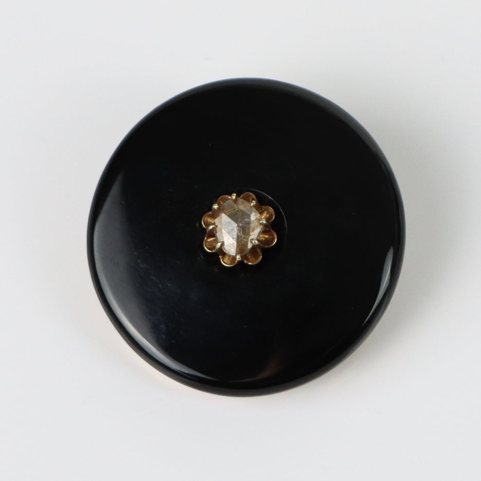 Victorian 14K Gold, Onyx & Diamond Mourning Pendant