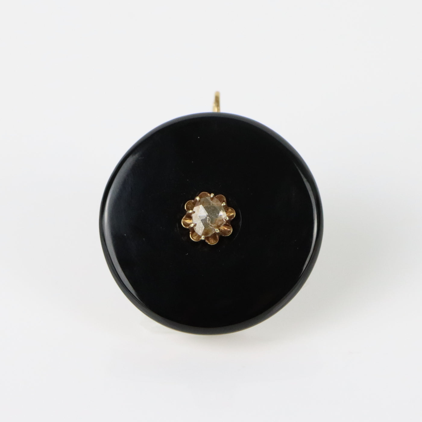 Victorian 14K Gold, Onyx & Diamond Mourning Pendant