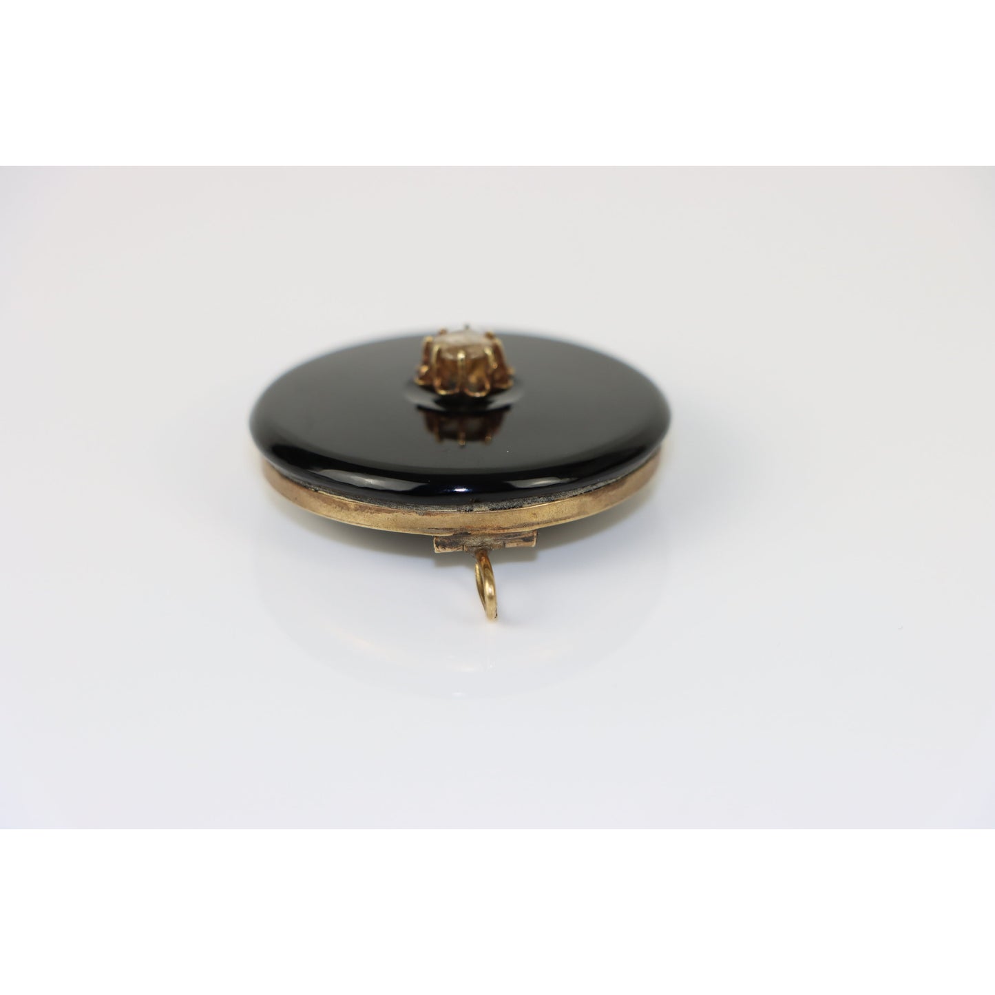 Victorian 14K Gold, Onyx & Diamond Mourning Pendant