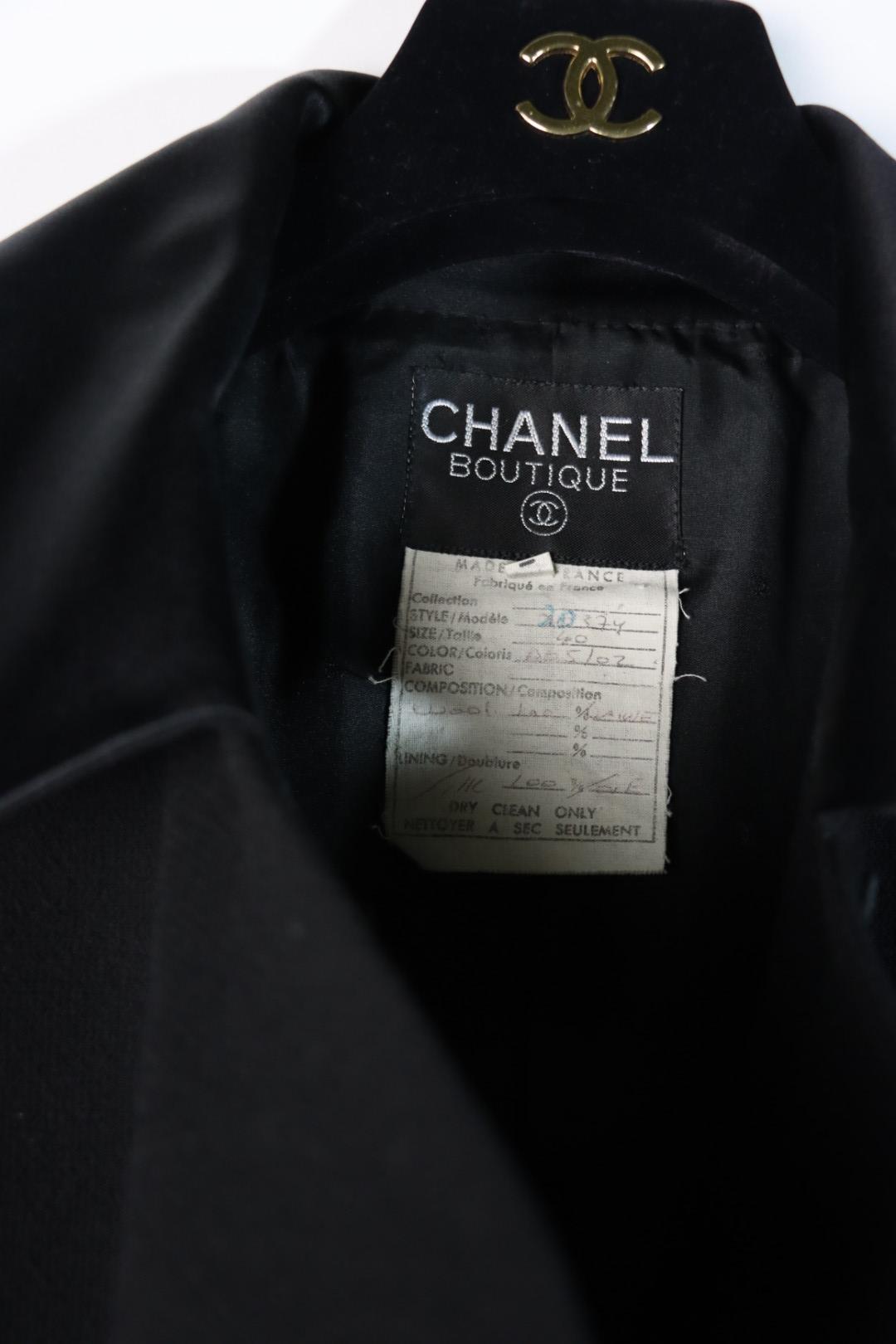Vintage Chanel Black Camellia Button Dress Suit