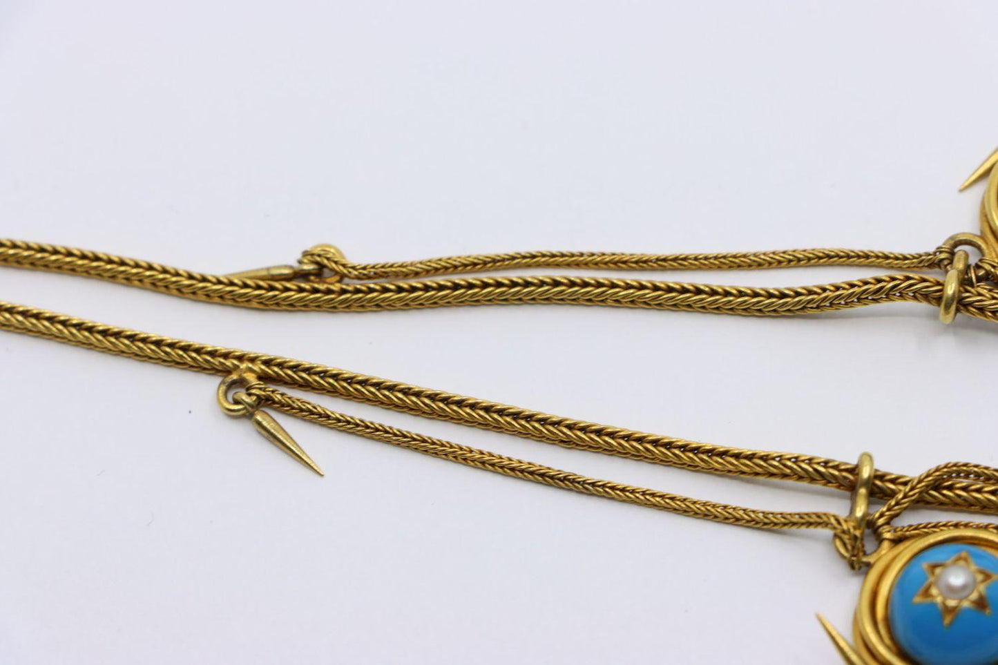 Victorian 18K Gold Turquoise Pearl Necklace