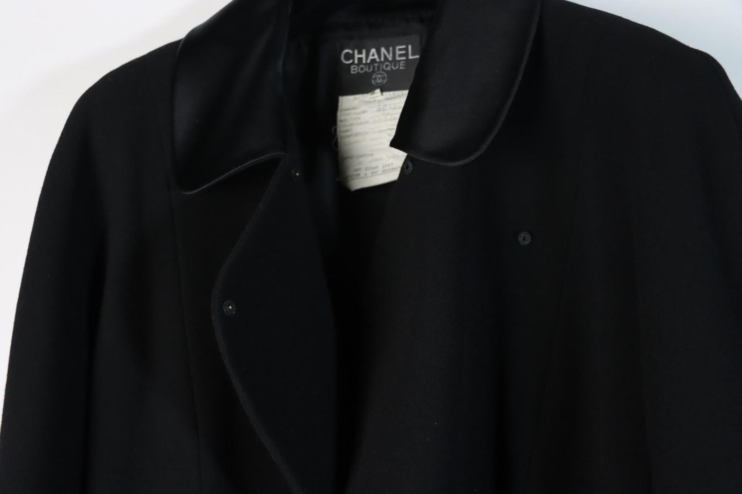 Vintage Chanel Black Camellia Button Dress Suit