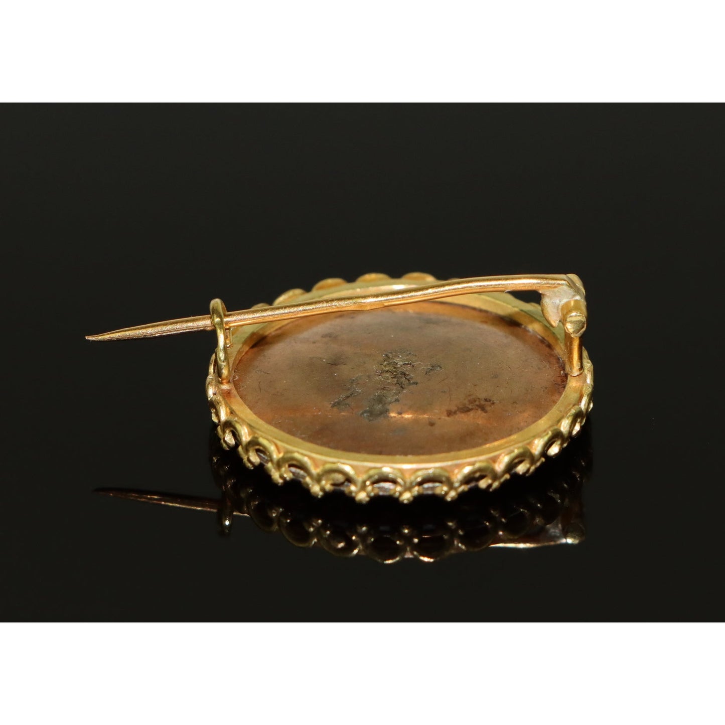 Antique 18K Gold Enamel Brooch Pin
