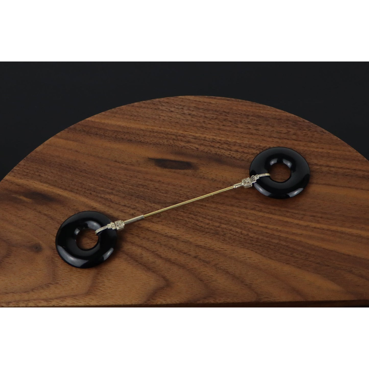 Antique Black Onyx 14K Gold Brooch Pin