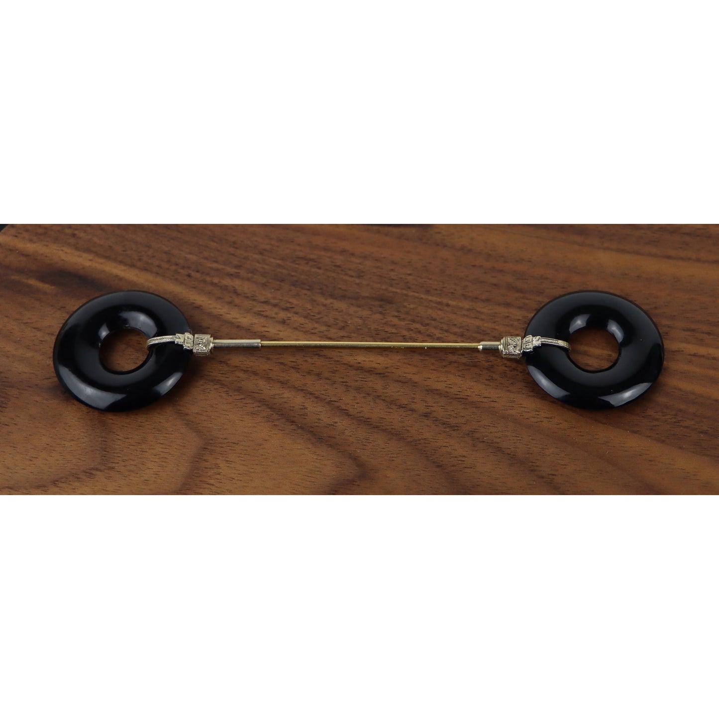 Antique Black Onyx 14K Gold Brooch Pin