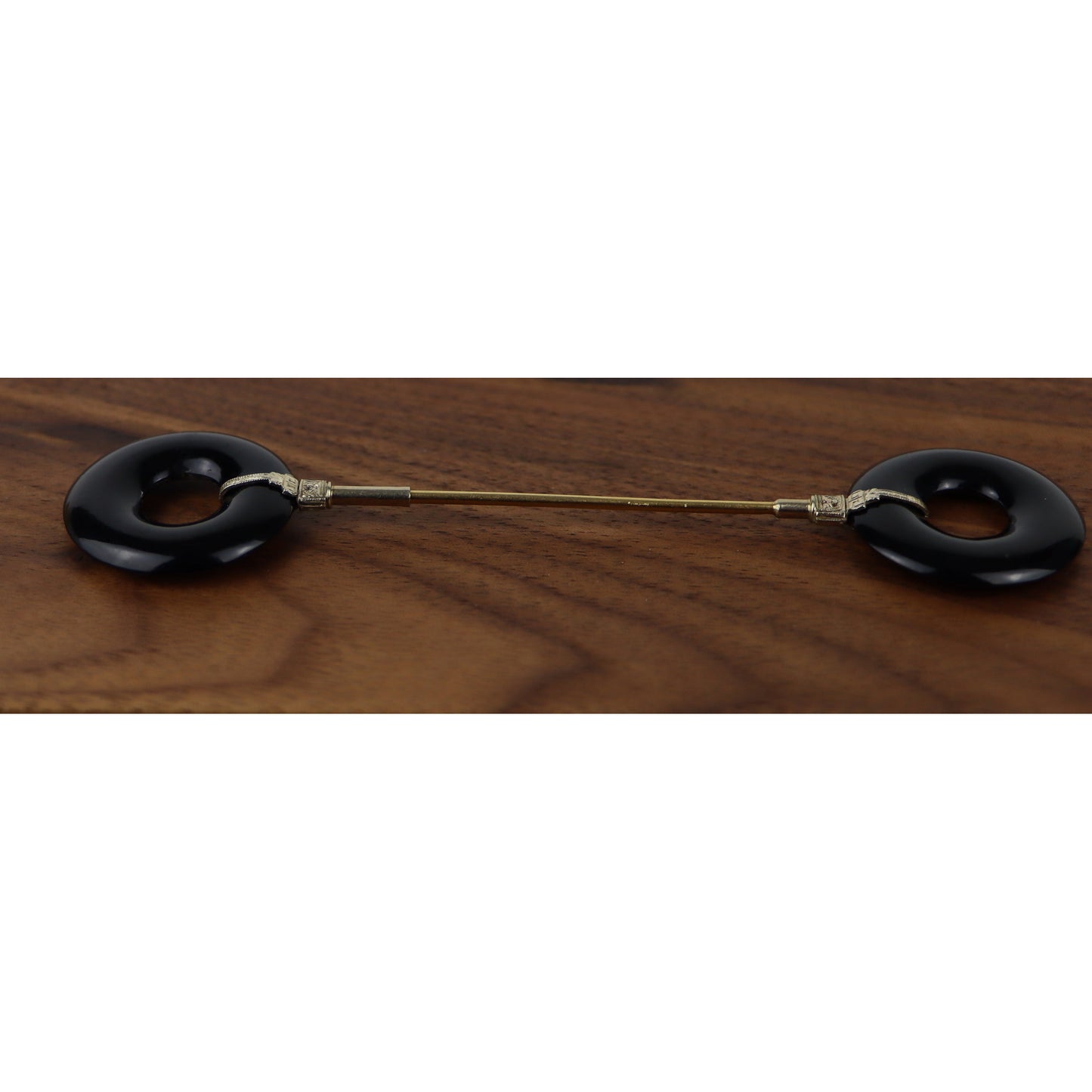 Antique Black Onyx 14K Gold Brooch Pin