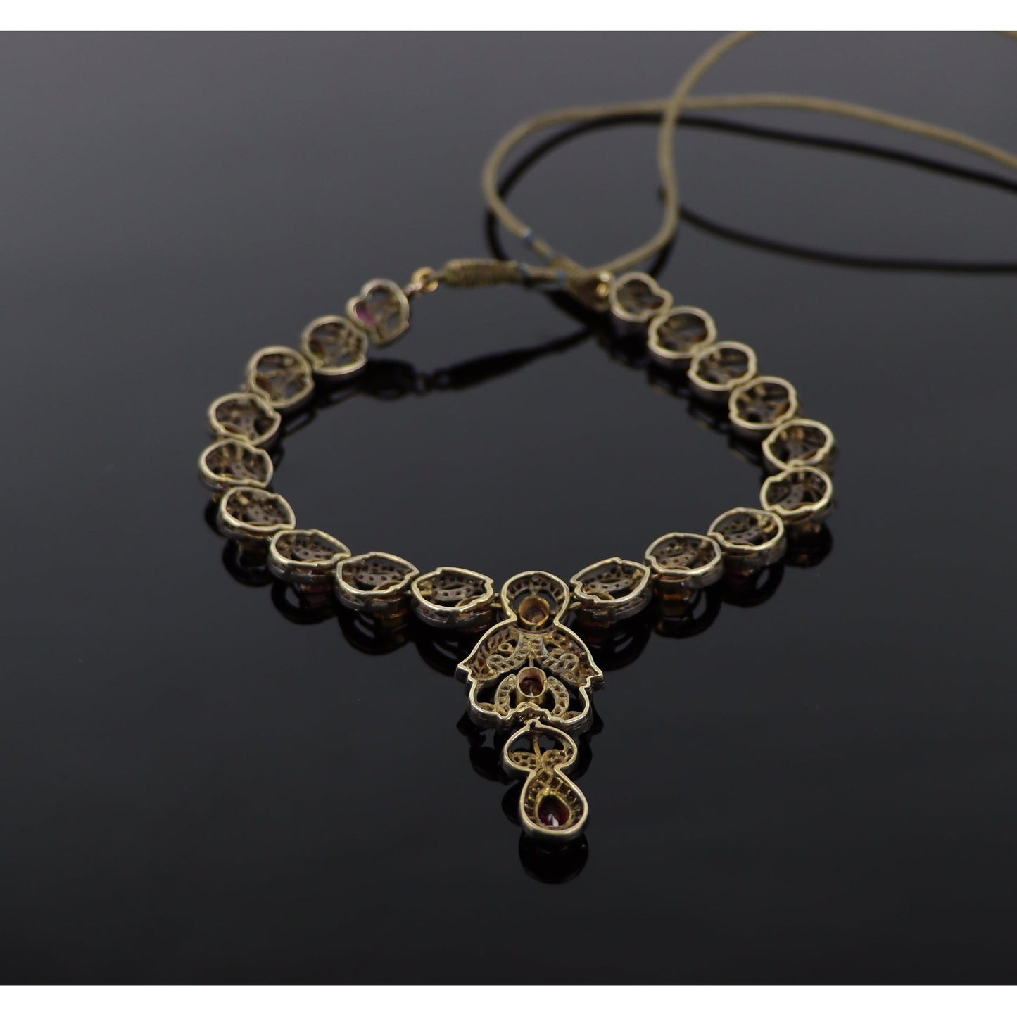 Antique Gold & Silver Gemstone Diamond Necklace