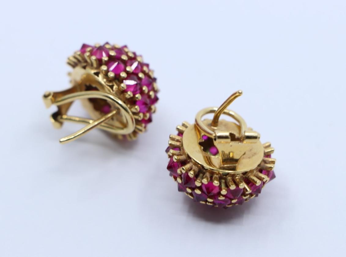 18K Gold Ruby Ball Earring