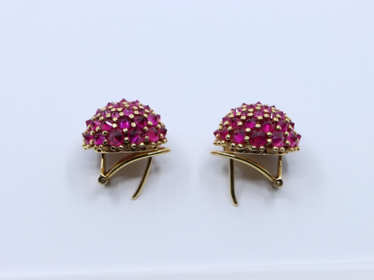 18K Gold Ruby Ball Earring
