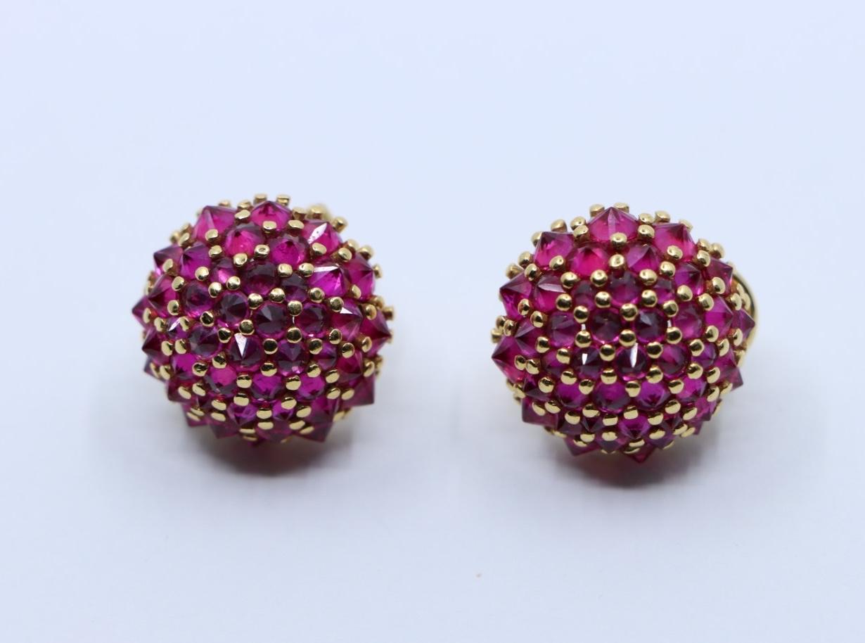 18K Gold Ruby Ball Earring