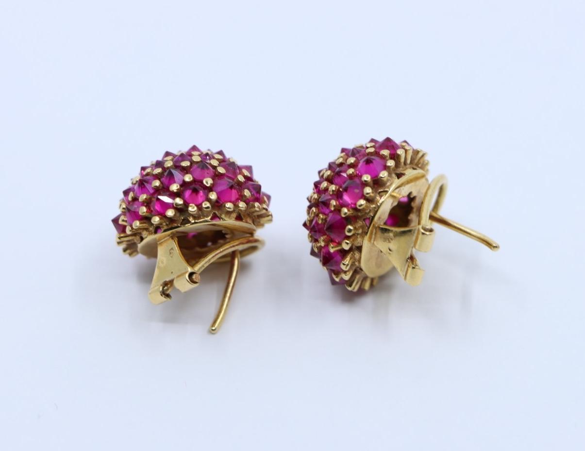 18K Gold Ruby Ball Earring