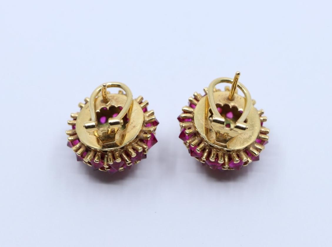 18K Gold Ruby Ball Earring