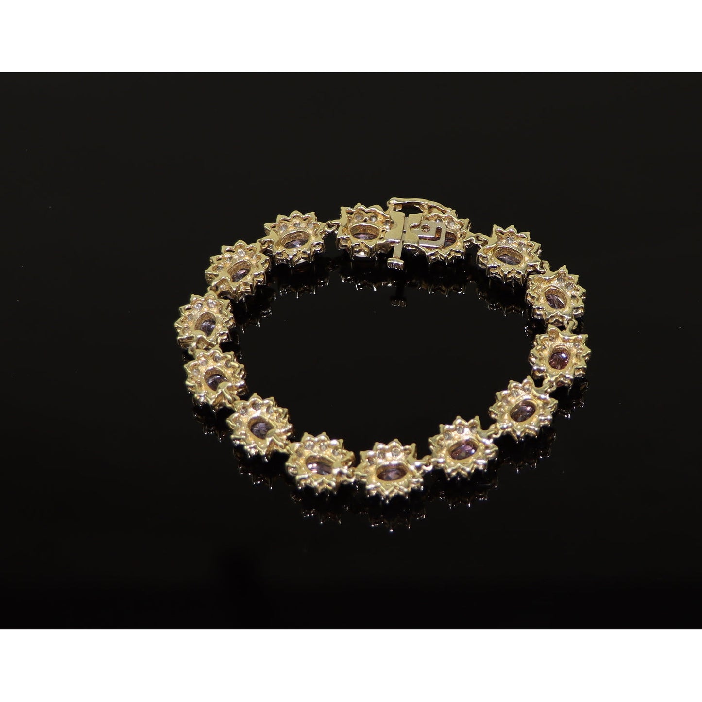 Vintage 14K Gold Pink Topaz Diamonds Bracelet