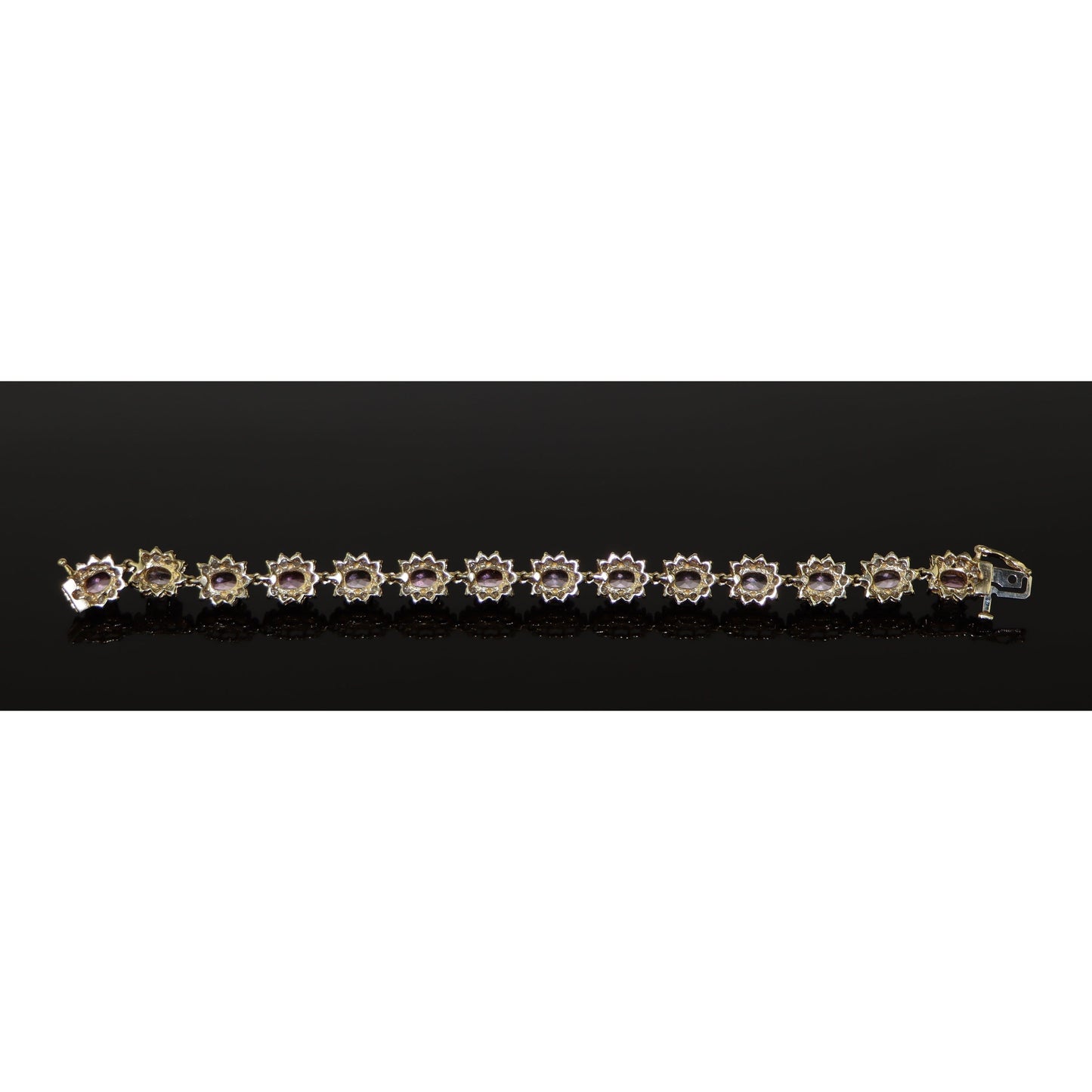 Vintage 14K Gold Pink Topaz Diamonds Bracelet