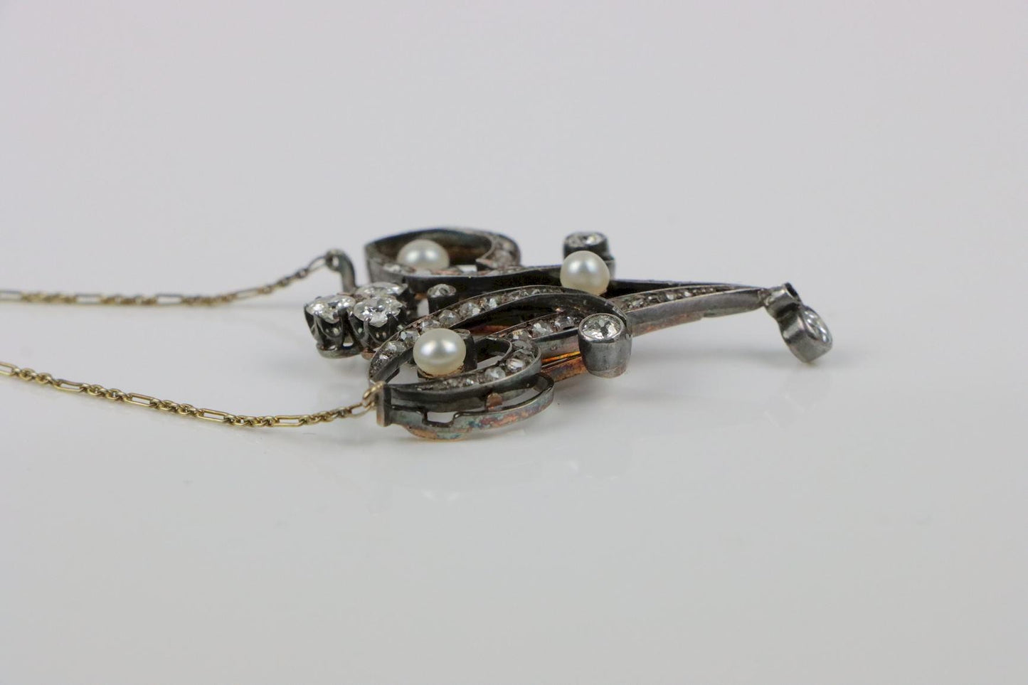 Victorian Pearl and Diamond Pendant Necklace