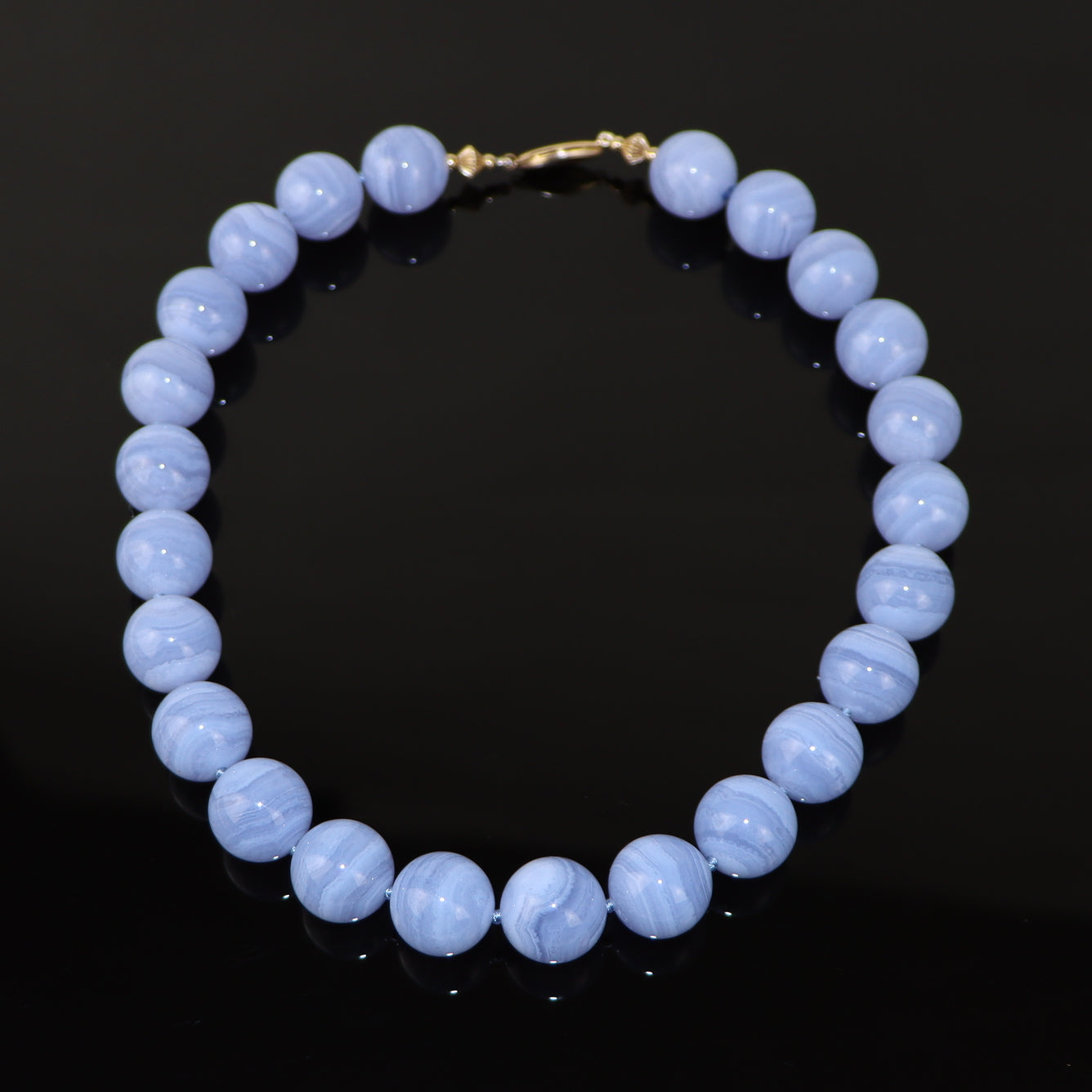 Chalcedony Bead 14k Gold Clasp Necklace