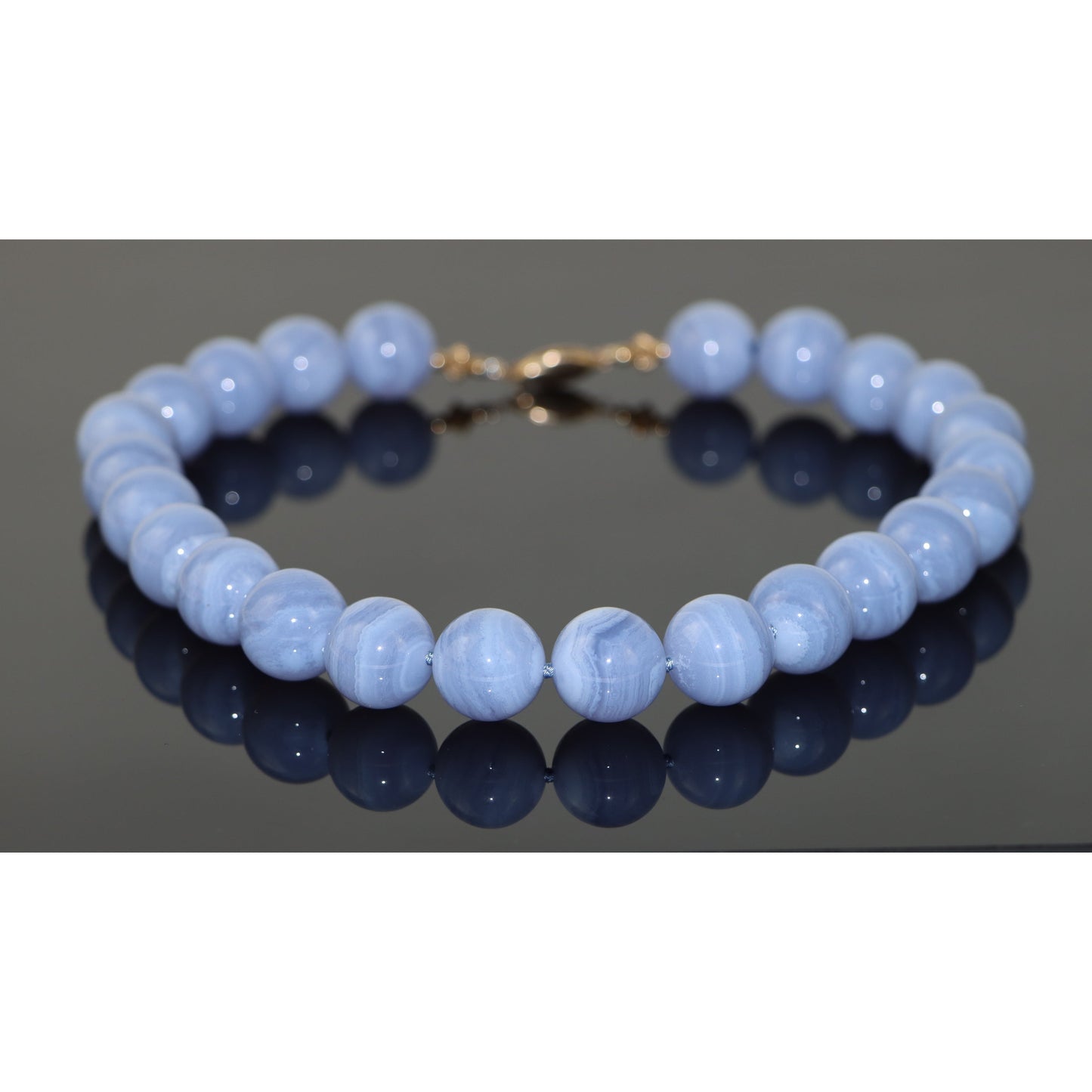 Chalcedony Bead 14k Gold Clasp Necklace