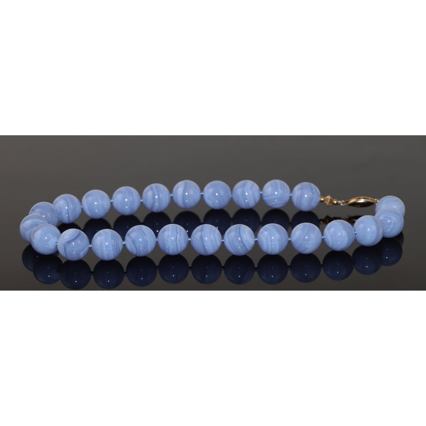 Chalcedony Bead 14k Gold Clasp Necklace