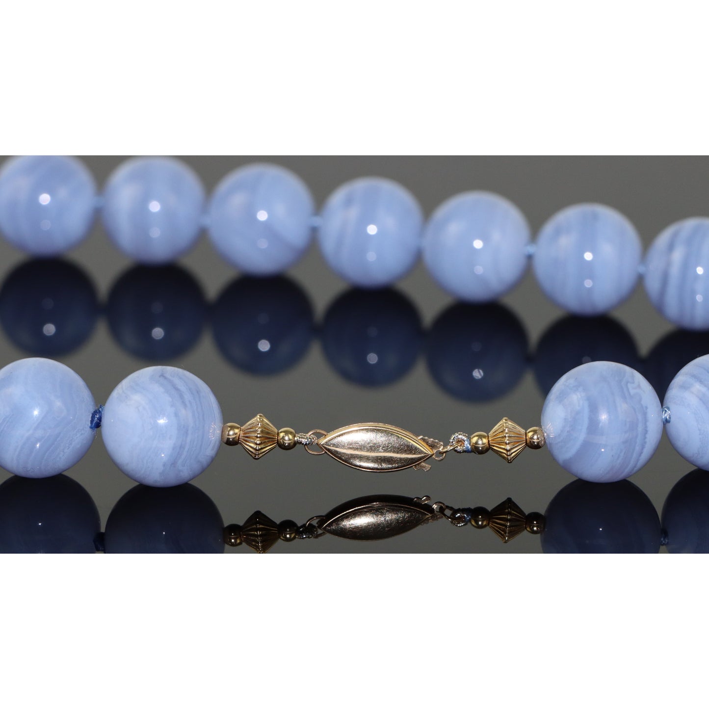 Chalcedony Bead 14k Gold Clasp Necklace