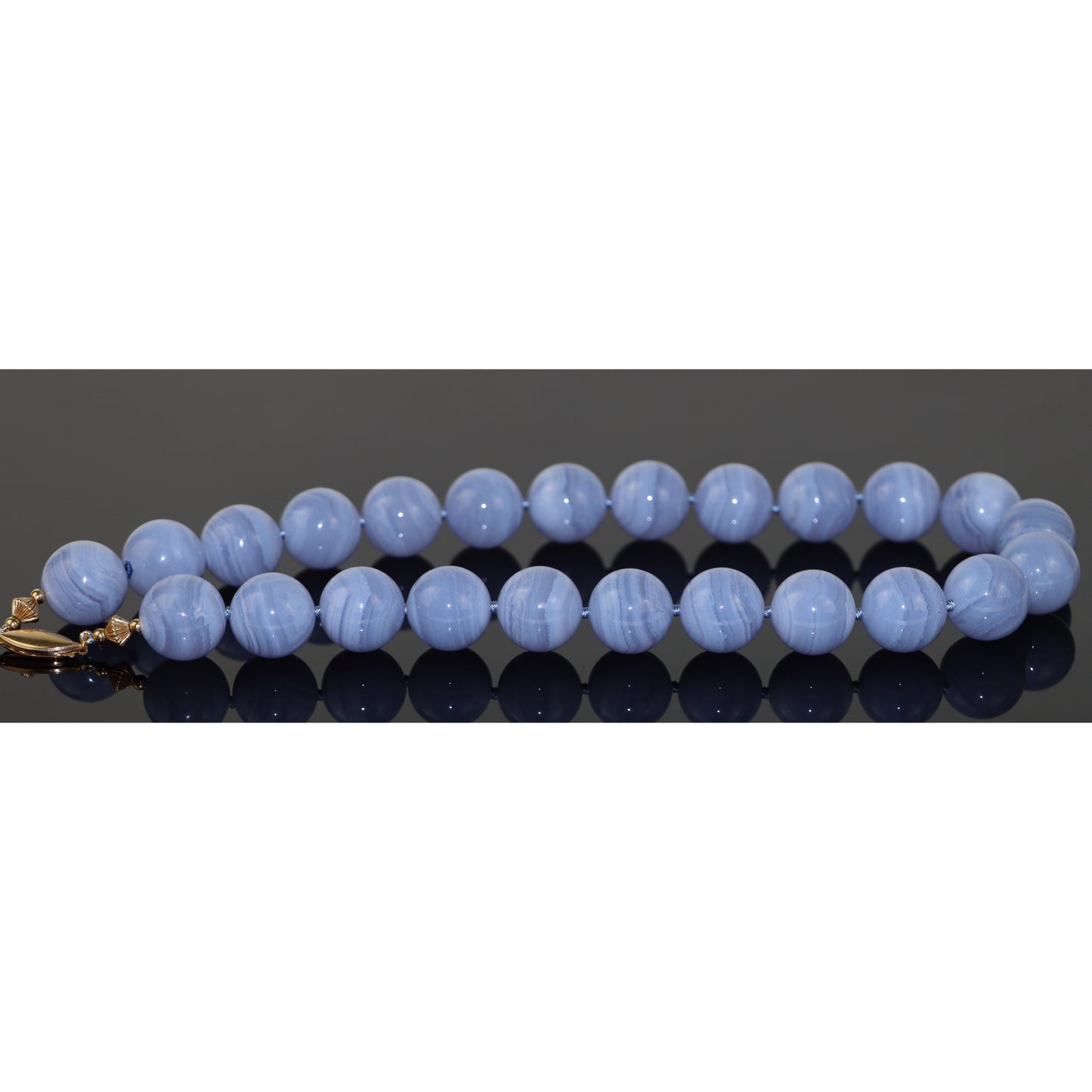 Chalcedony Bead 14k Gold Clasp Necklace