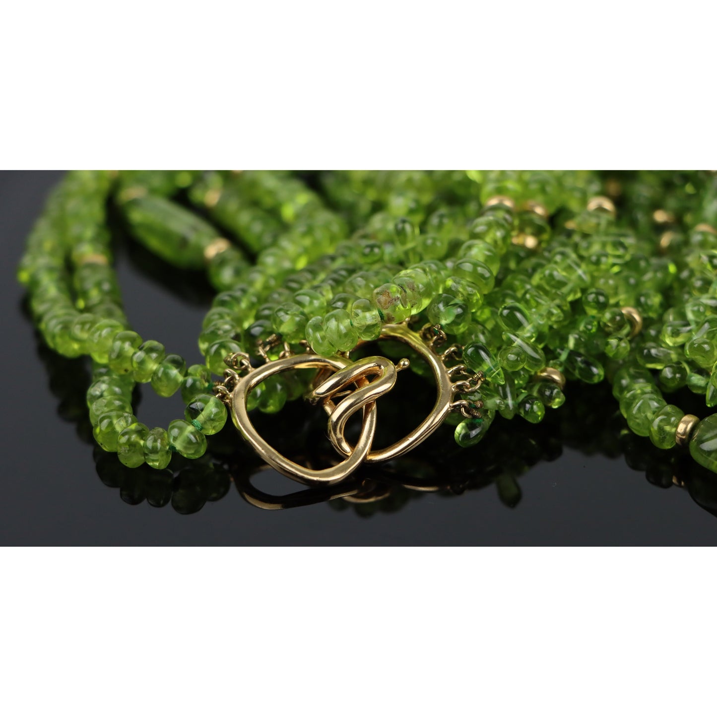 Peridot Strand Gold Statement Necklace