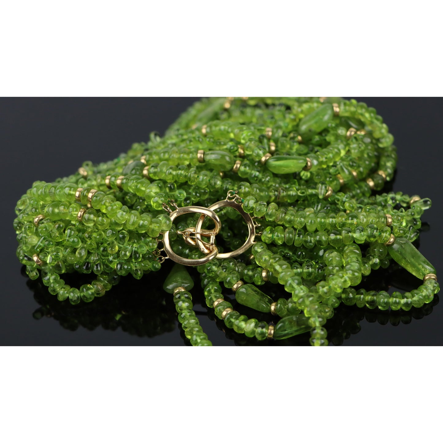 Peridot Strand Gold Statement Necklace