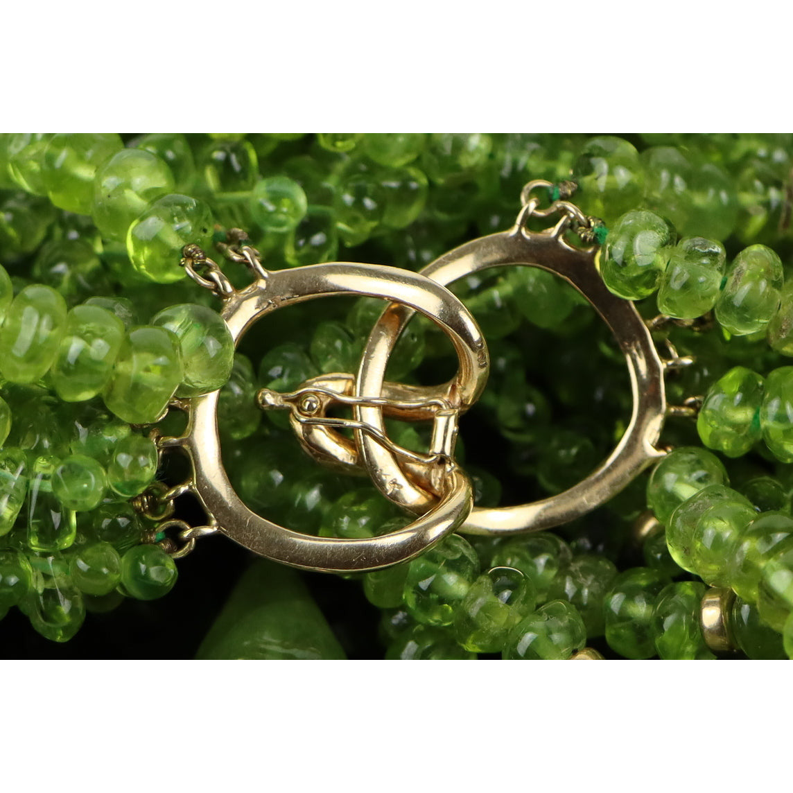 Peridot Strand Gold Statement Necklace