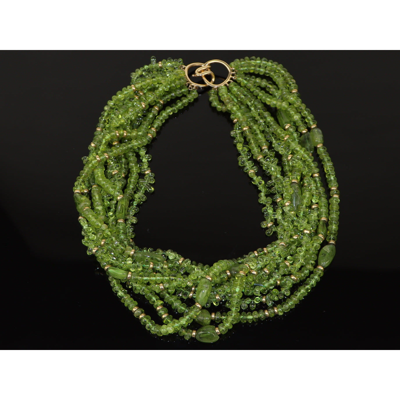 Peridot Strand Gold Statement Necklace