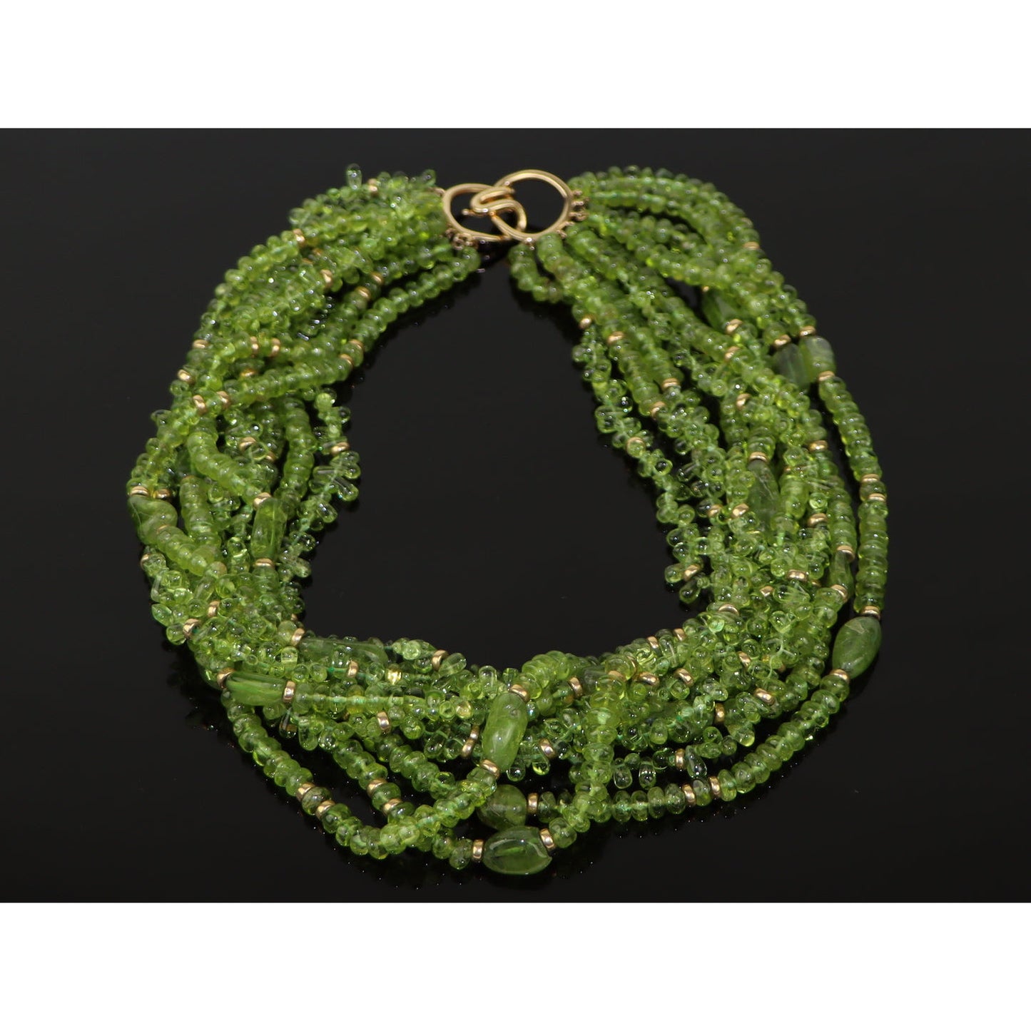 Peridot Strand Gold Statement Necklace
