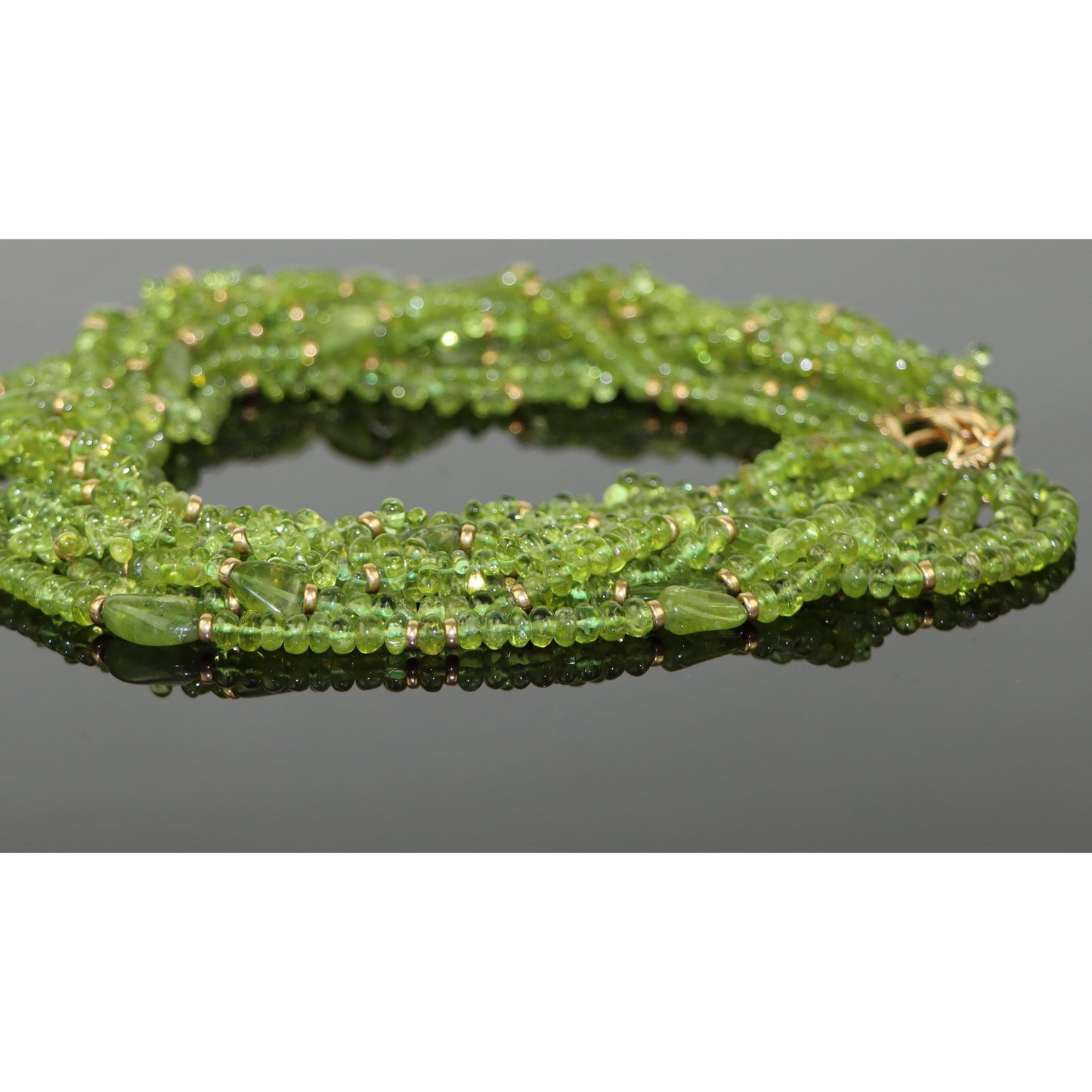 Peridot Strand Gold Statement Necklace